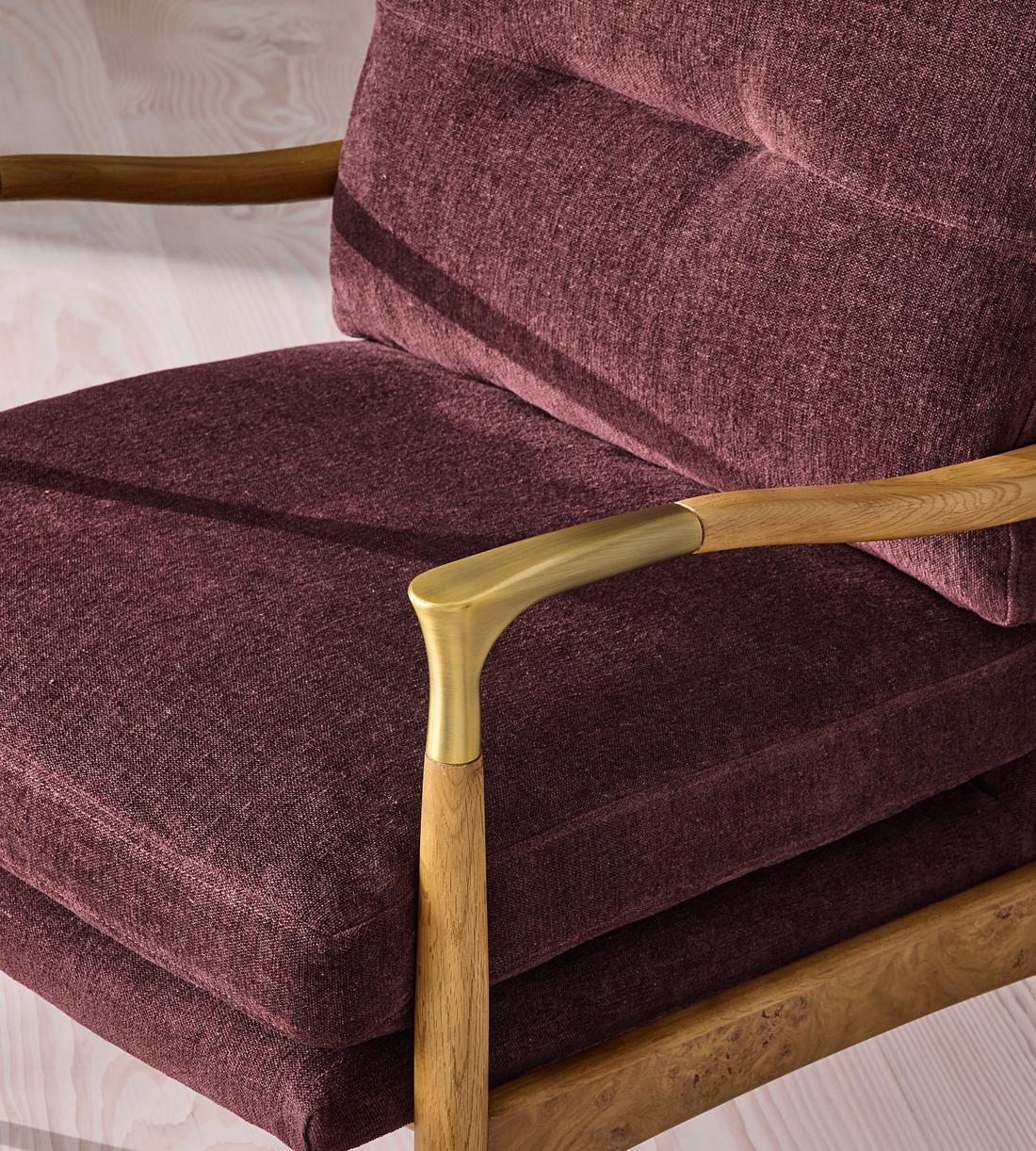 Theodore Burl Armchair - Linen Chenille - Bordeaux - UK - Images - Image 6