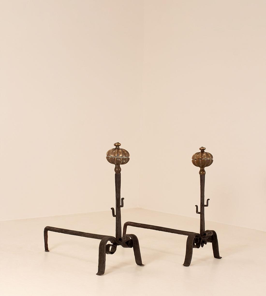 Vintage Firedogs - Brass and Iron - Set of Two - Listing - Image 2