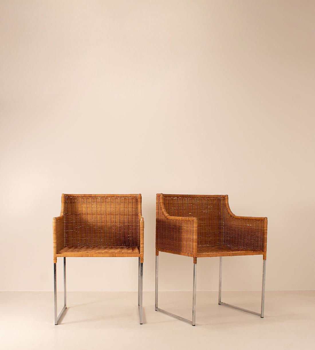 Vintage Mid Century Chairs - Wicker and Chrome - Set of Four - Listing - Image 2