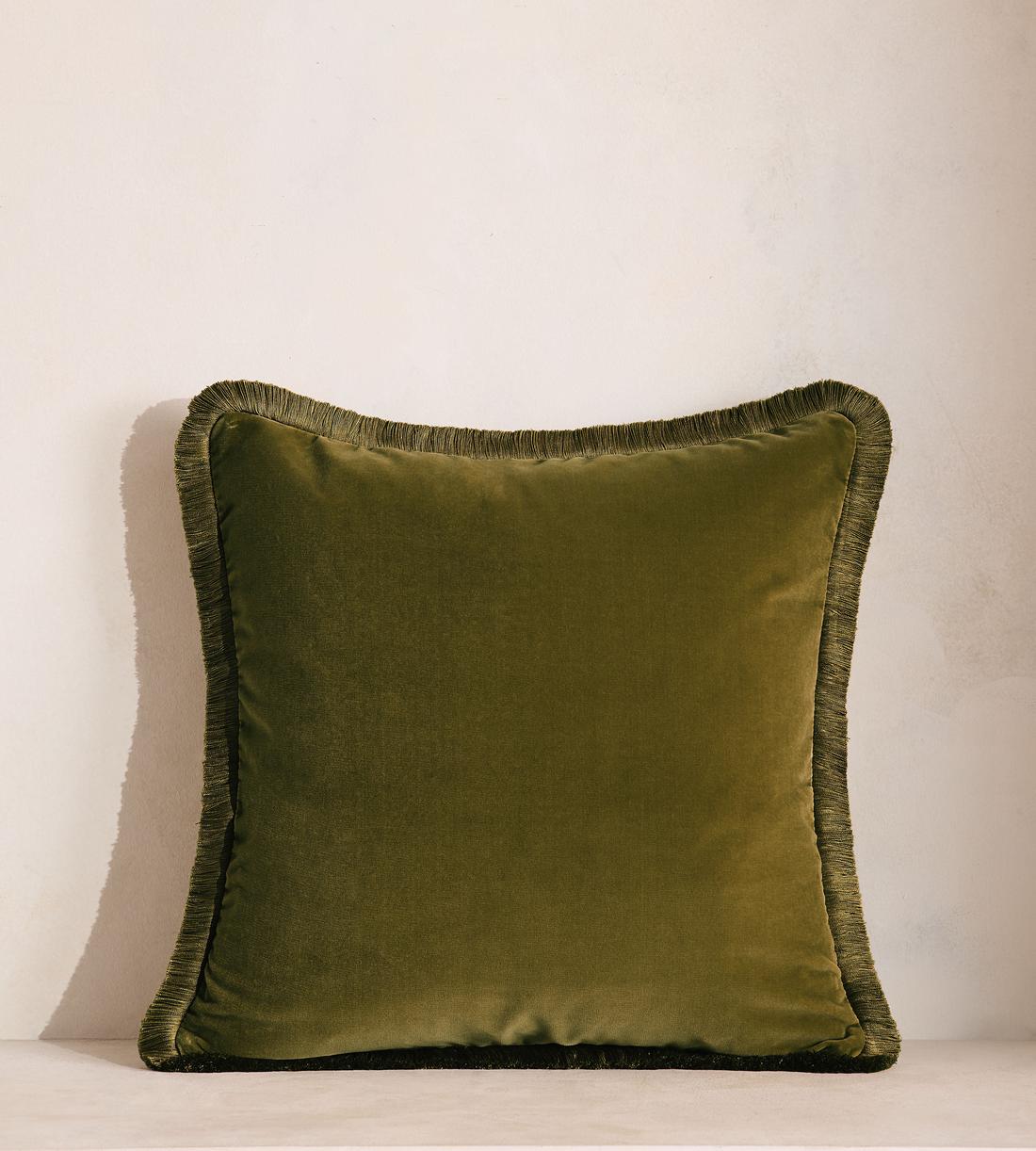 Margeaux Large Square Cushion - Olive - Listing - Image 1