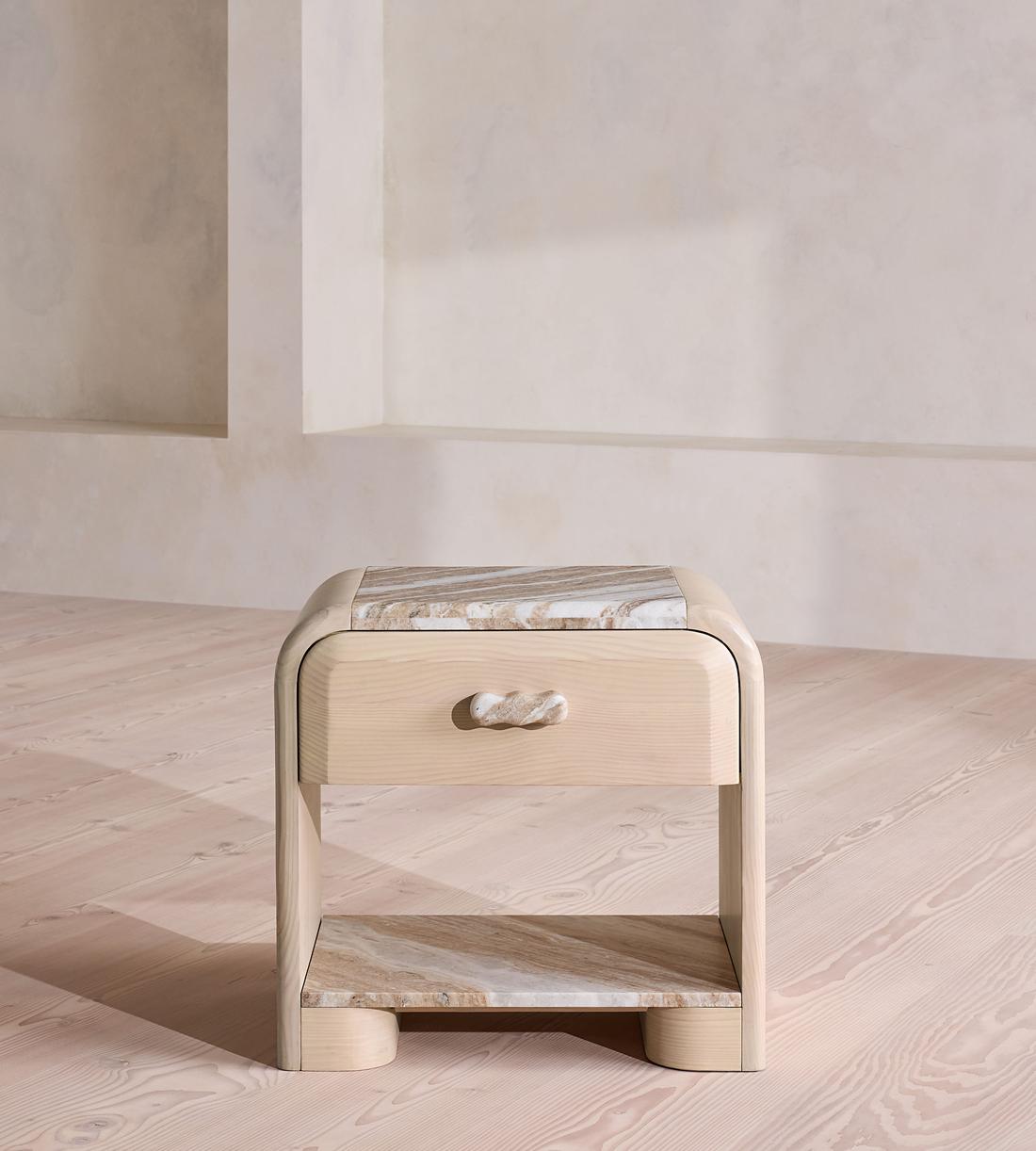 Adria Bedside Table - Terra Bianca Marble - Listing - Image 3