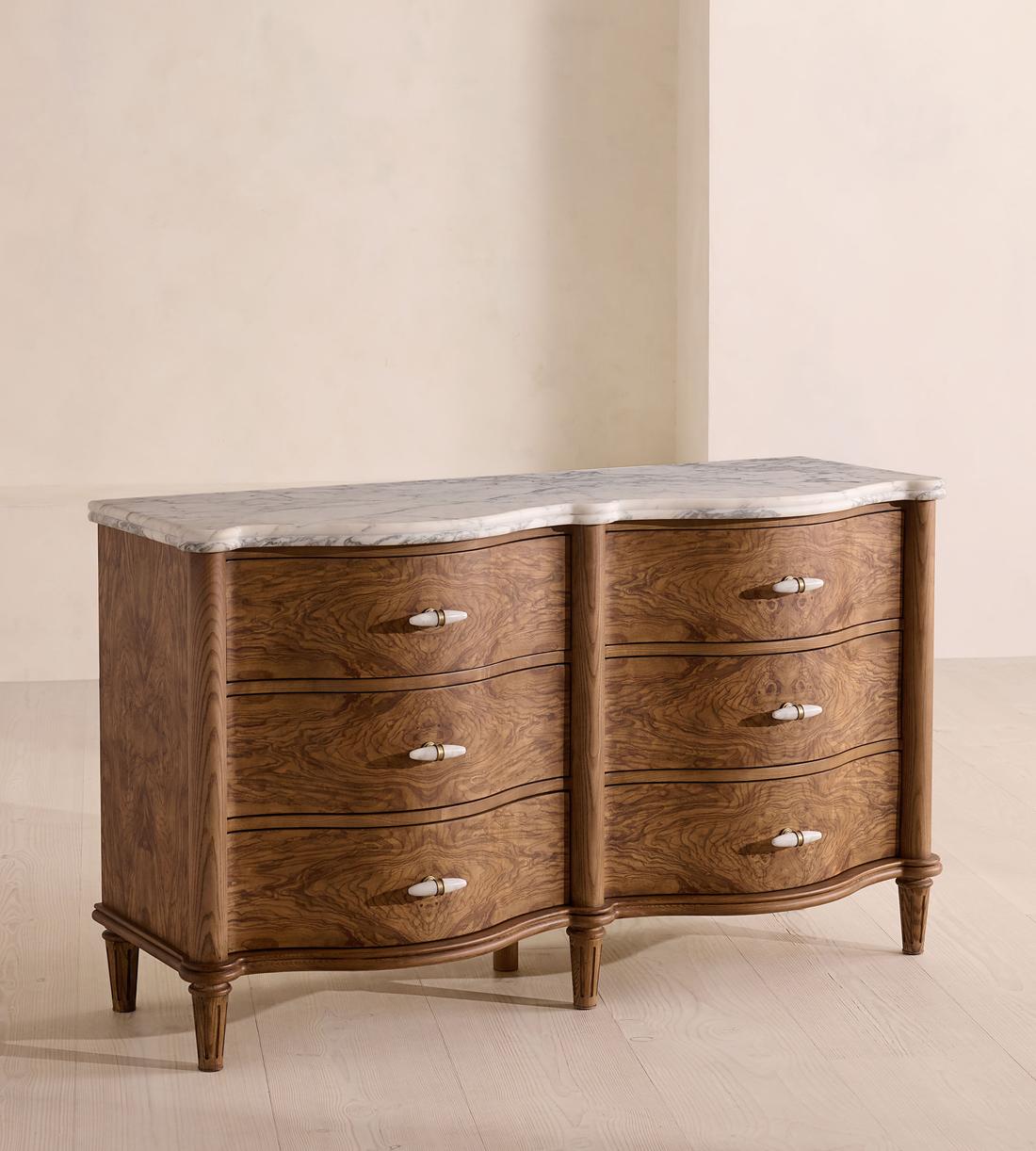 Valerie Six Drawer Dresser - Arabescato Corchia Marble - Listing - Image 3