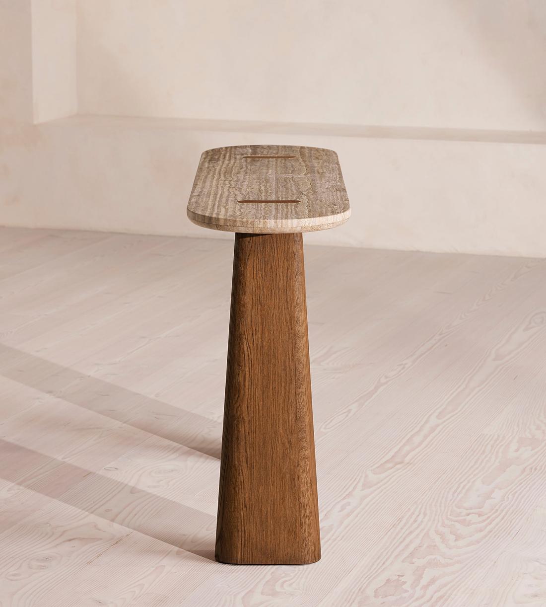 Althea Console Table - Silver Travertine - Images - Image 3