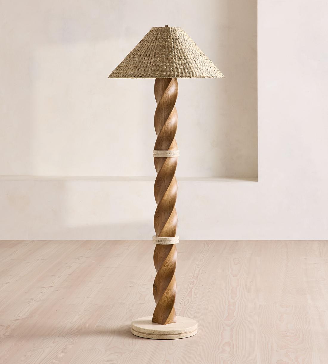 Dario Floor Lamp - Oak & Travertine - US - Listing - Image 4