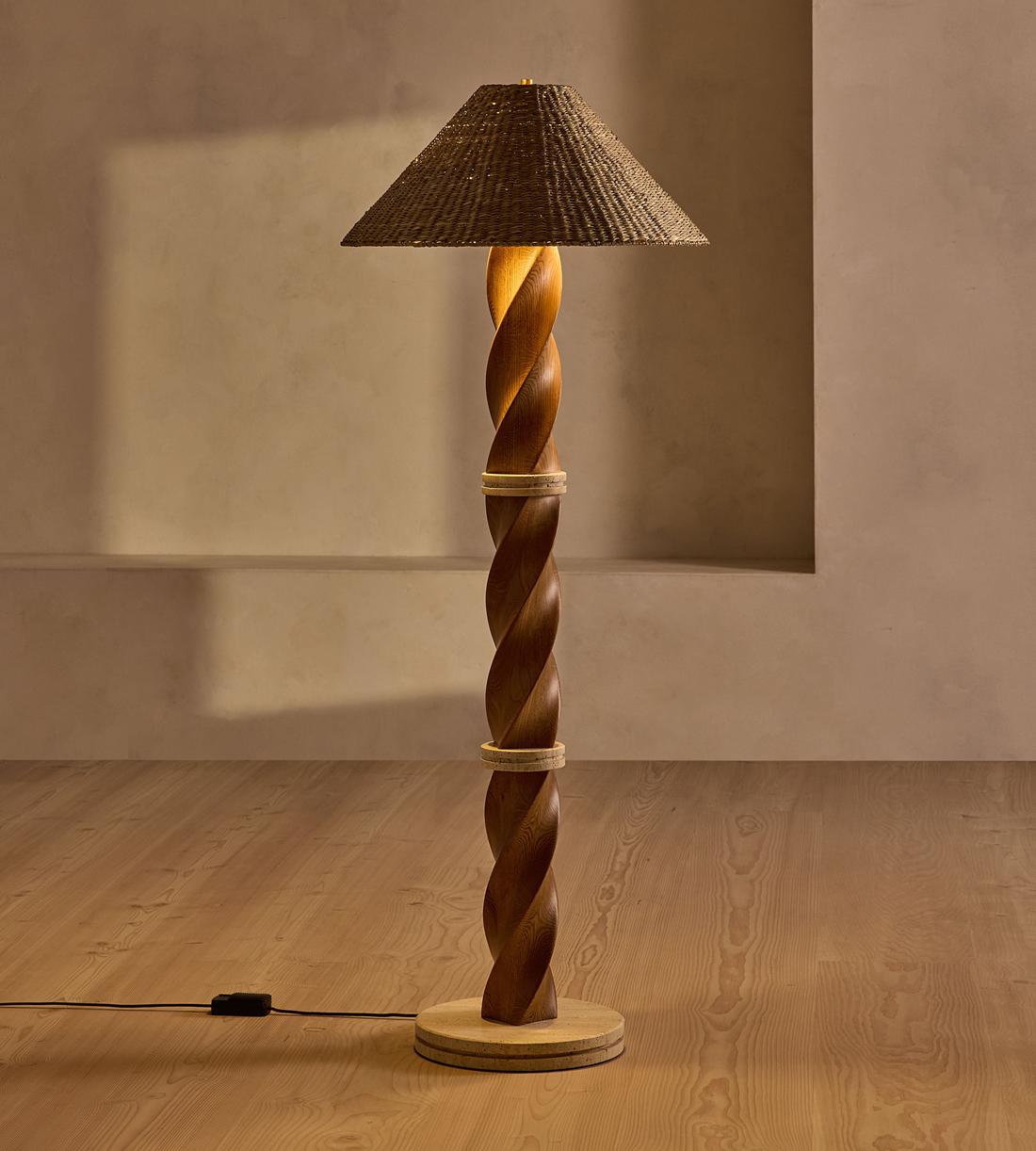 Dario Floor Lamp - Oak & Travertine - US - Listing - Image 5