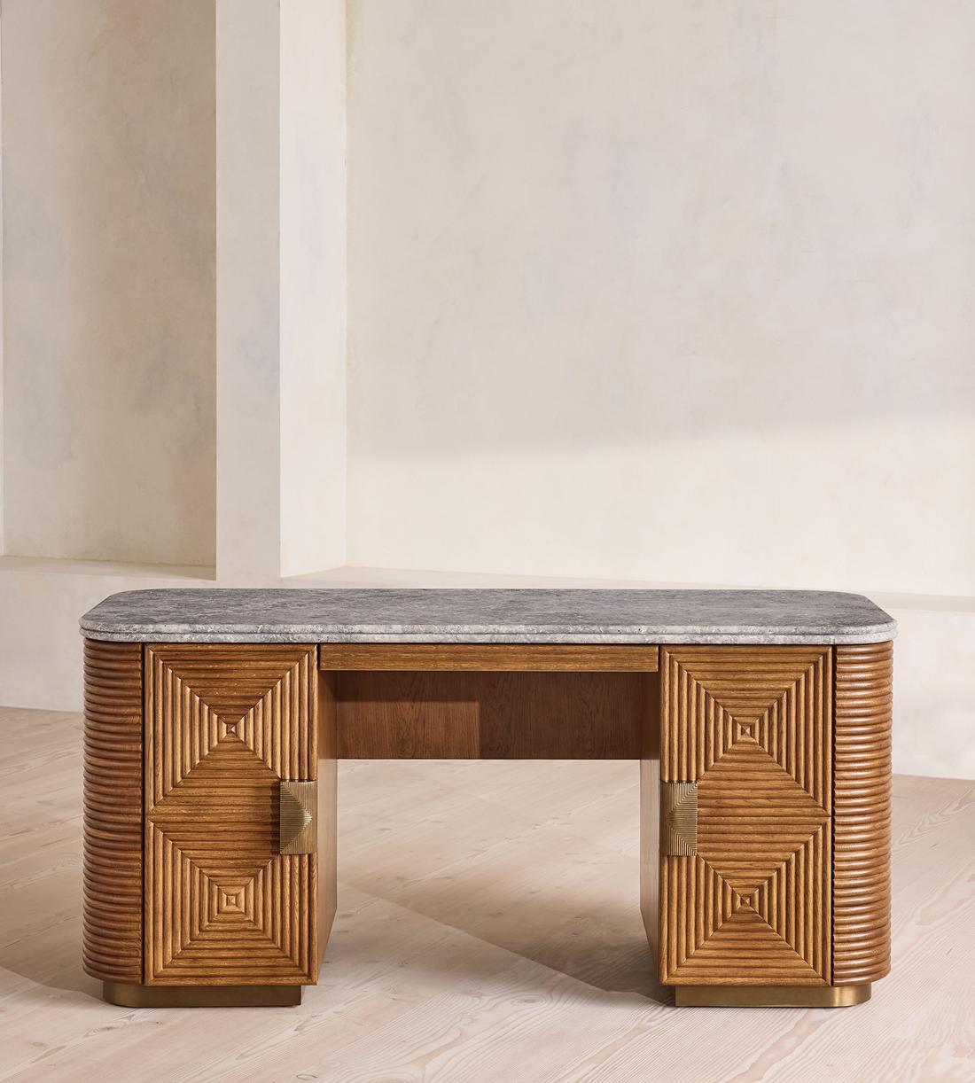 Kingsley Desk - Grey Emperador - Listing - Image 1