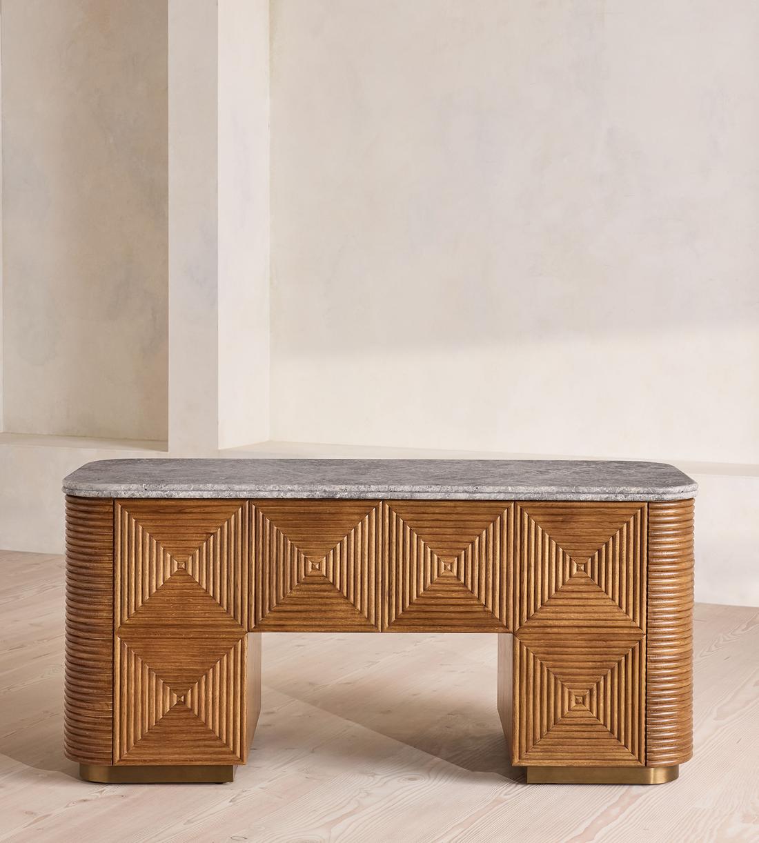 Kingsley Desk - Grey Emperador - Images - Image 4