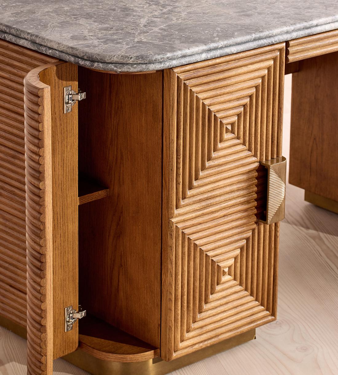 Kingsley Desk - Grey Emperador - Images - Image 5