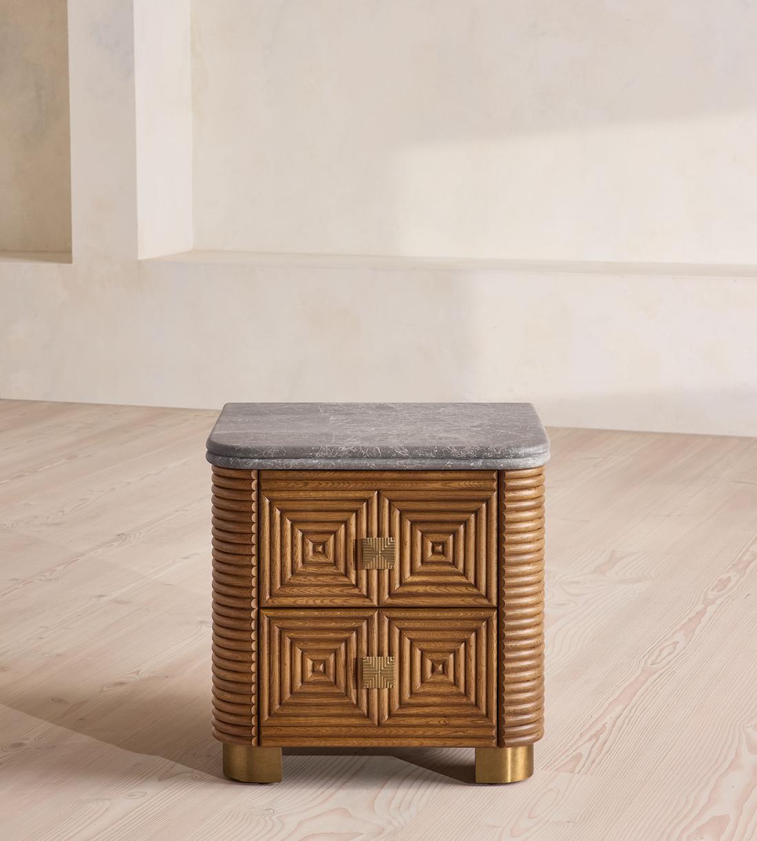 Kingsley Bedside Table - Grey Emperador Marble - Listing - Image 1
