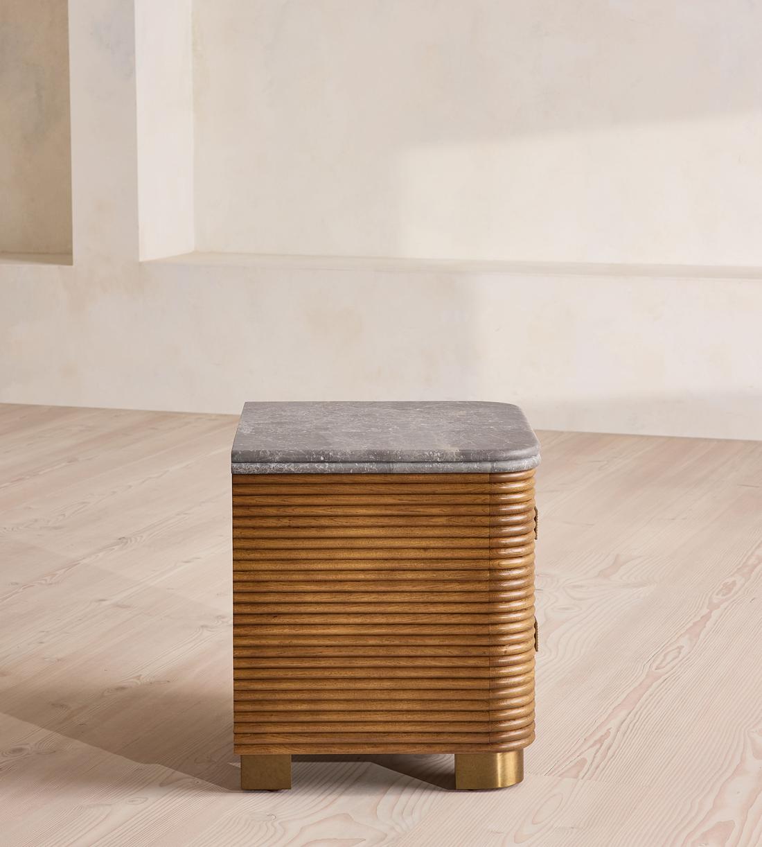 Kingsley Bedside Table - Grey Emperador - Images - Image 3