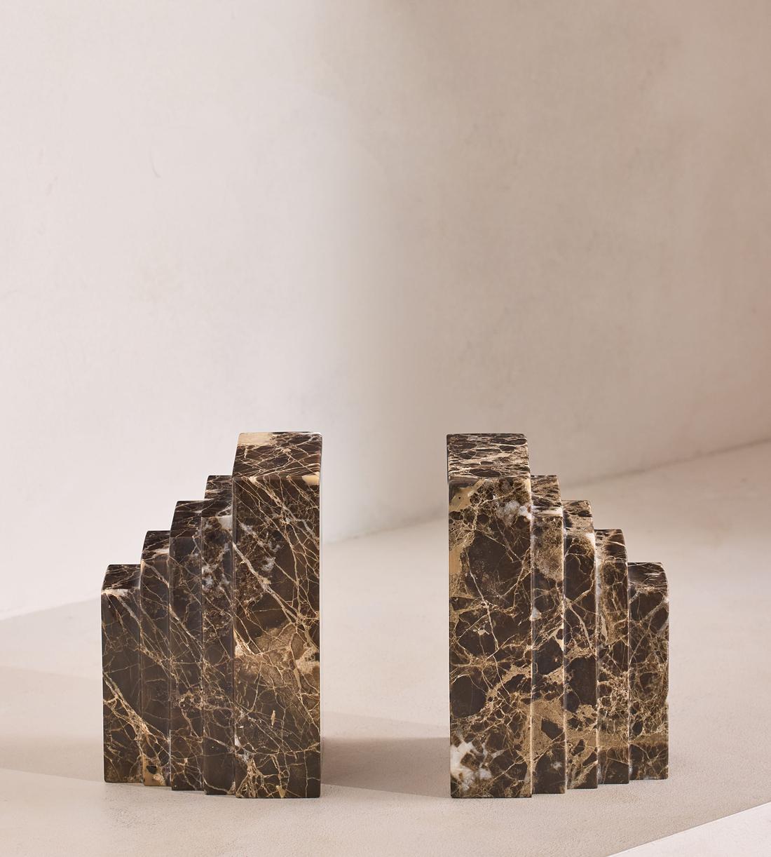 Lola Bookends - Dark Emperador Marble - Listing - Image 1