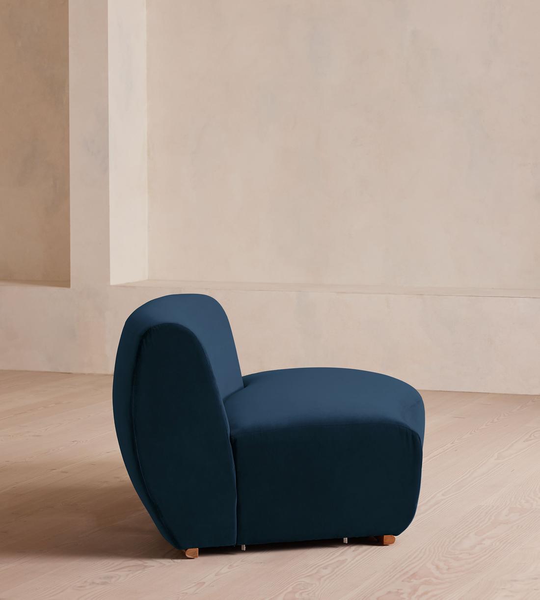 Aline Serpentine Sectional Sofa - Left Section - Royal Blue Velvet - US - Image 7