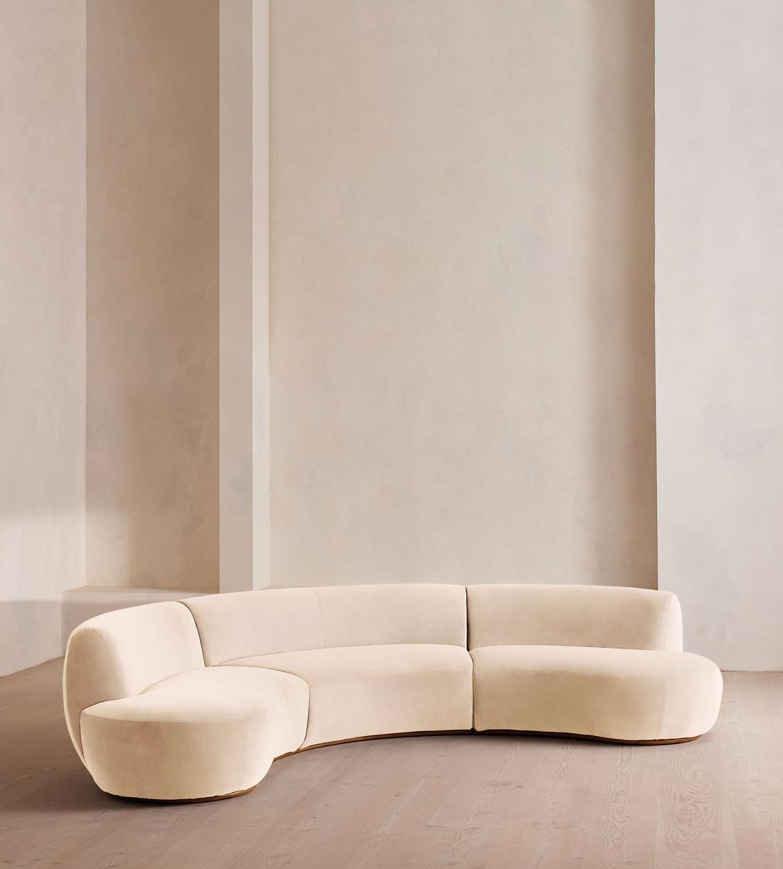 Aline Serpentine Sectional Sofa - Four Seater - Porcelain Velvet - US - Listing - Image 2