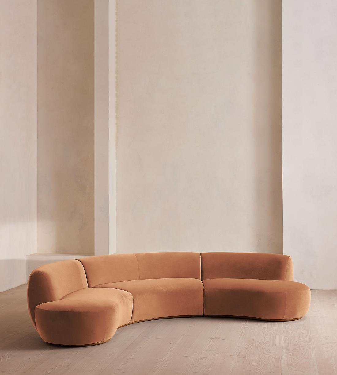 Aline Serpentine Sectional Sofa - Four Seater - Antique Rose Velvet - US - Listing - Image 2