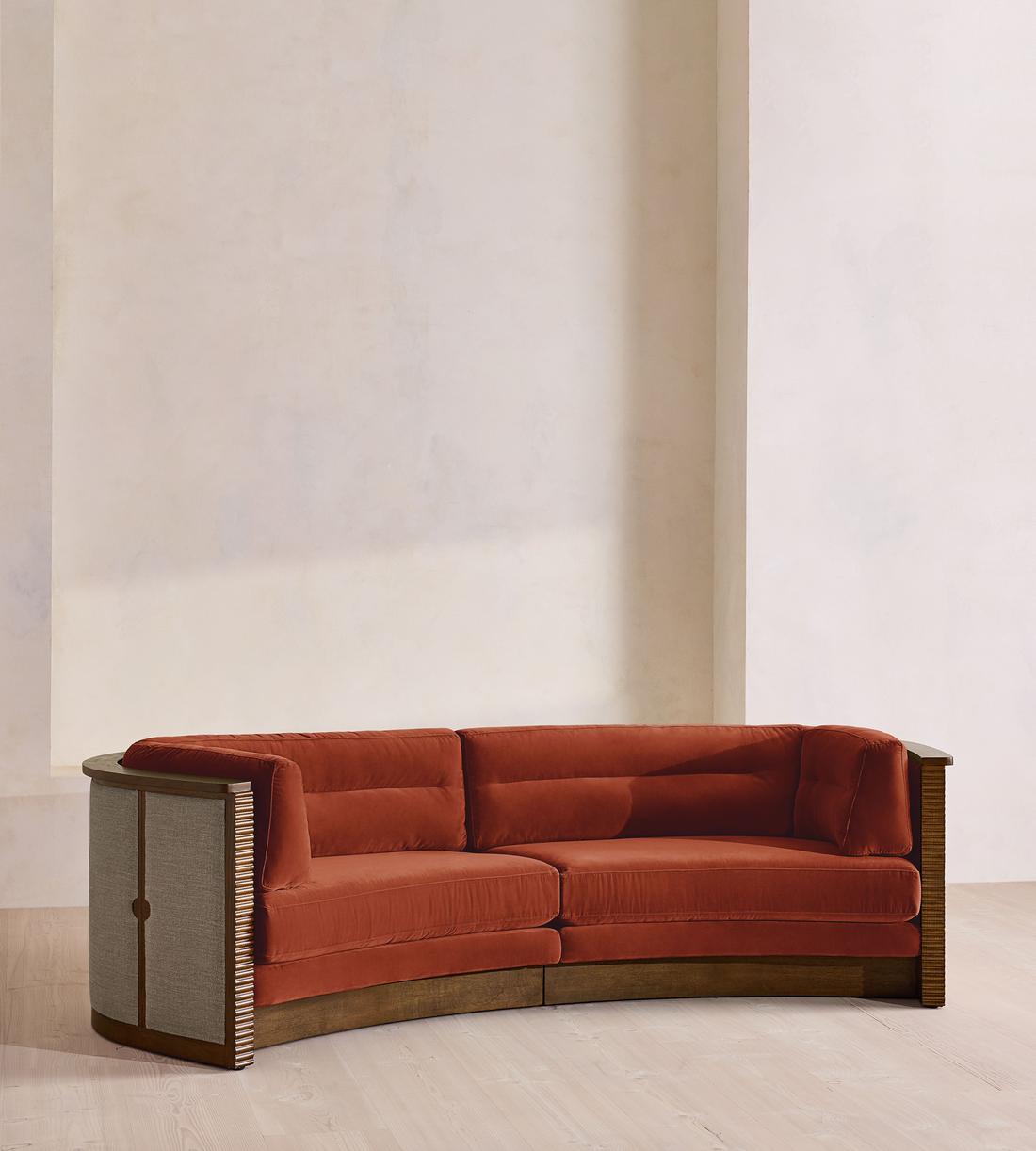 Belmont Sofa - Three Seater - Velvet - Rust - US - Listing - Image 1