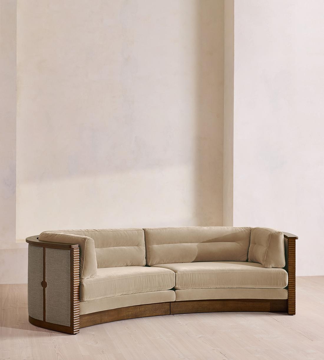 Belmont Sofa - Three Seater - Velvet - Oyster - US - Listing - Image 1