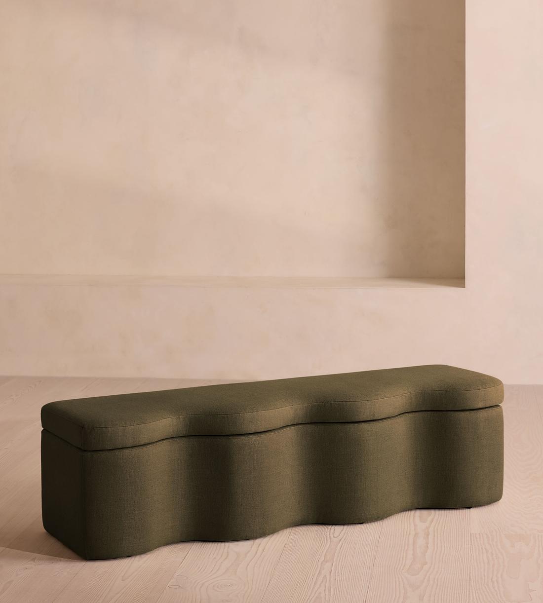 Eli Storage Bench - Linen - Olive - Listing - Image 1