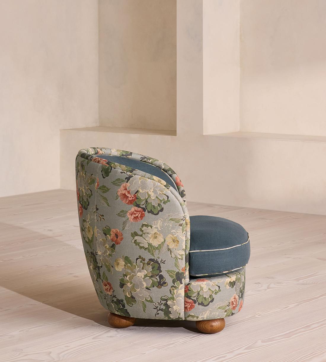 Blair Tub Armchair - Skylar Print - Prussian Blue Linen - UK - Images - Image 4