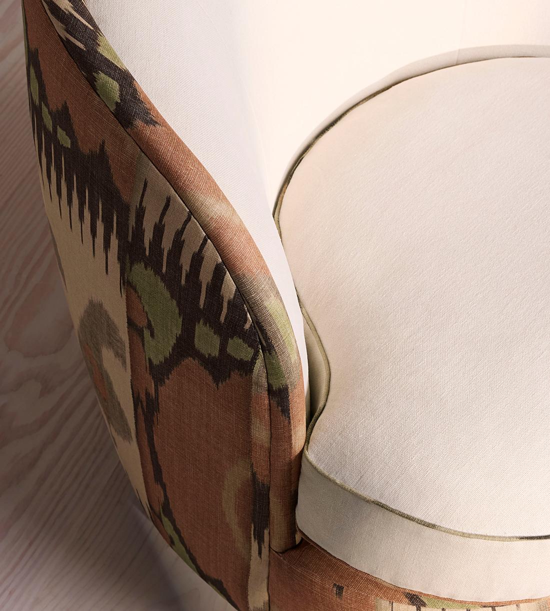 Blair Tub Armchair - Floral Ikat Print - Natural Linen - Images - Image 7