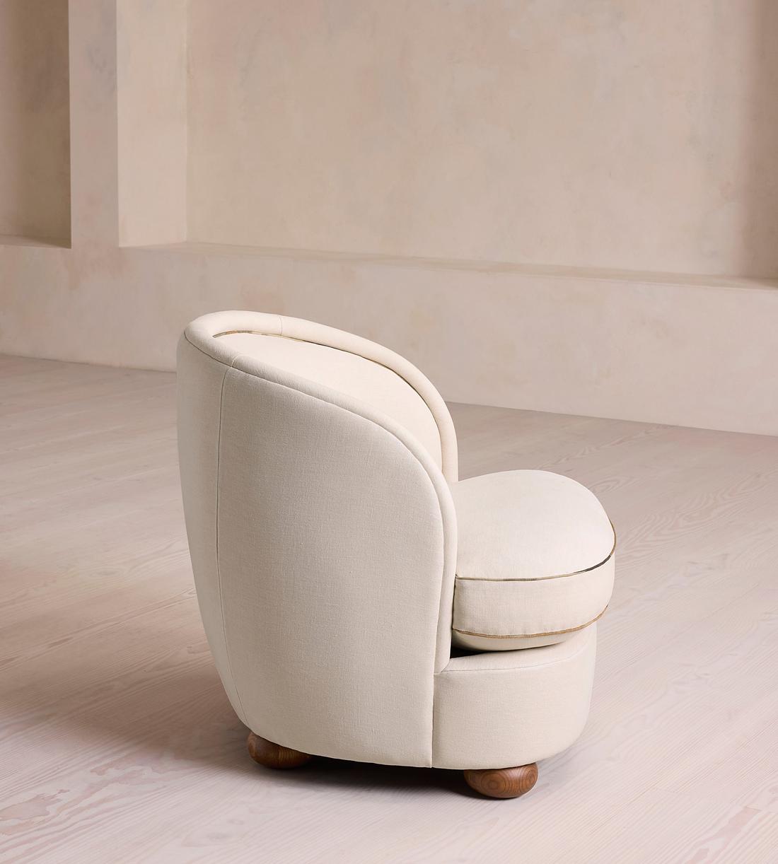 Blair Tub Armchair - Natural Linen - Floral Ikat Trim - US - Images - Image 3