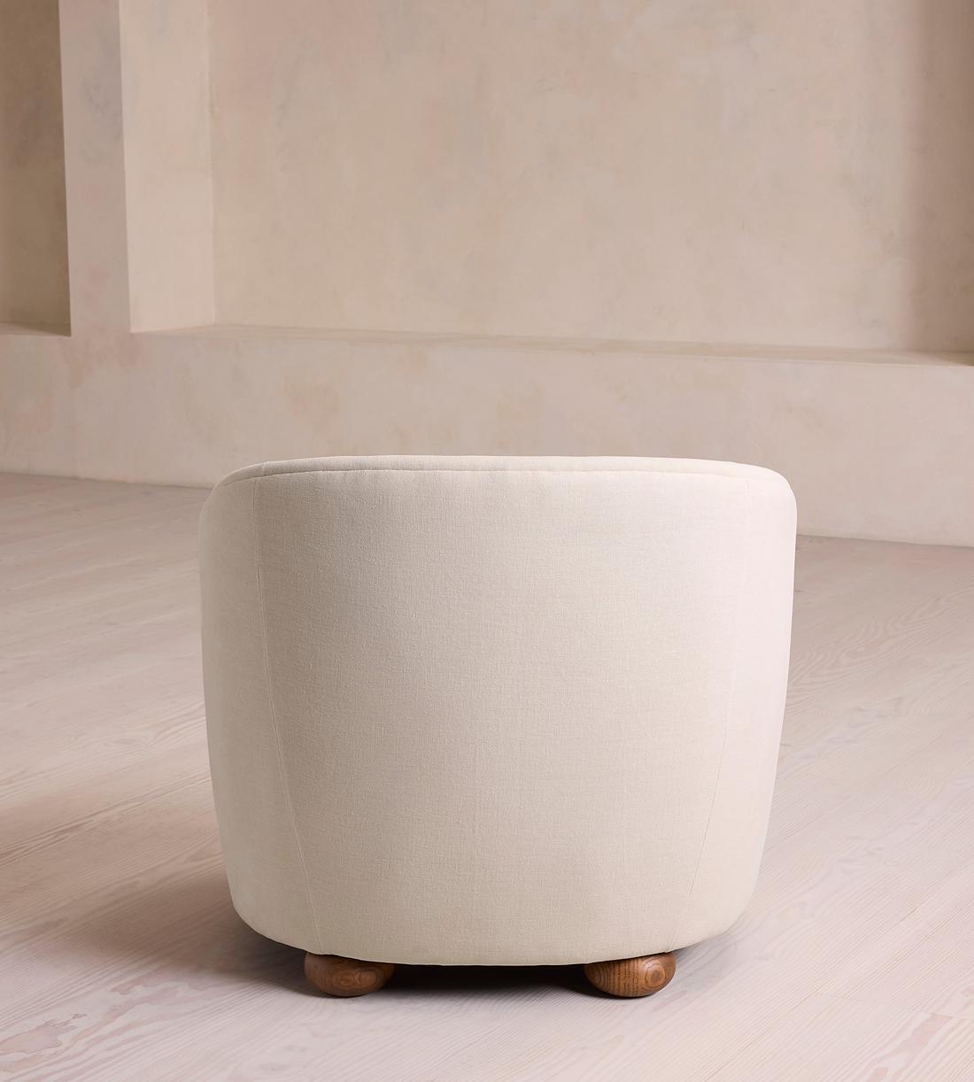 Blair Tub Armchair - Natural Linen - Floral Ikat Trim - US - Images - Image 4