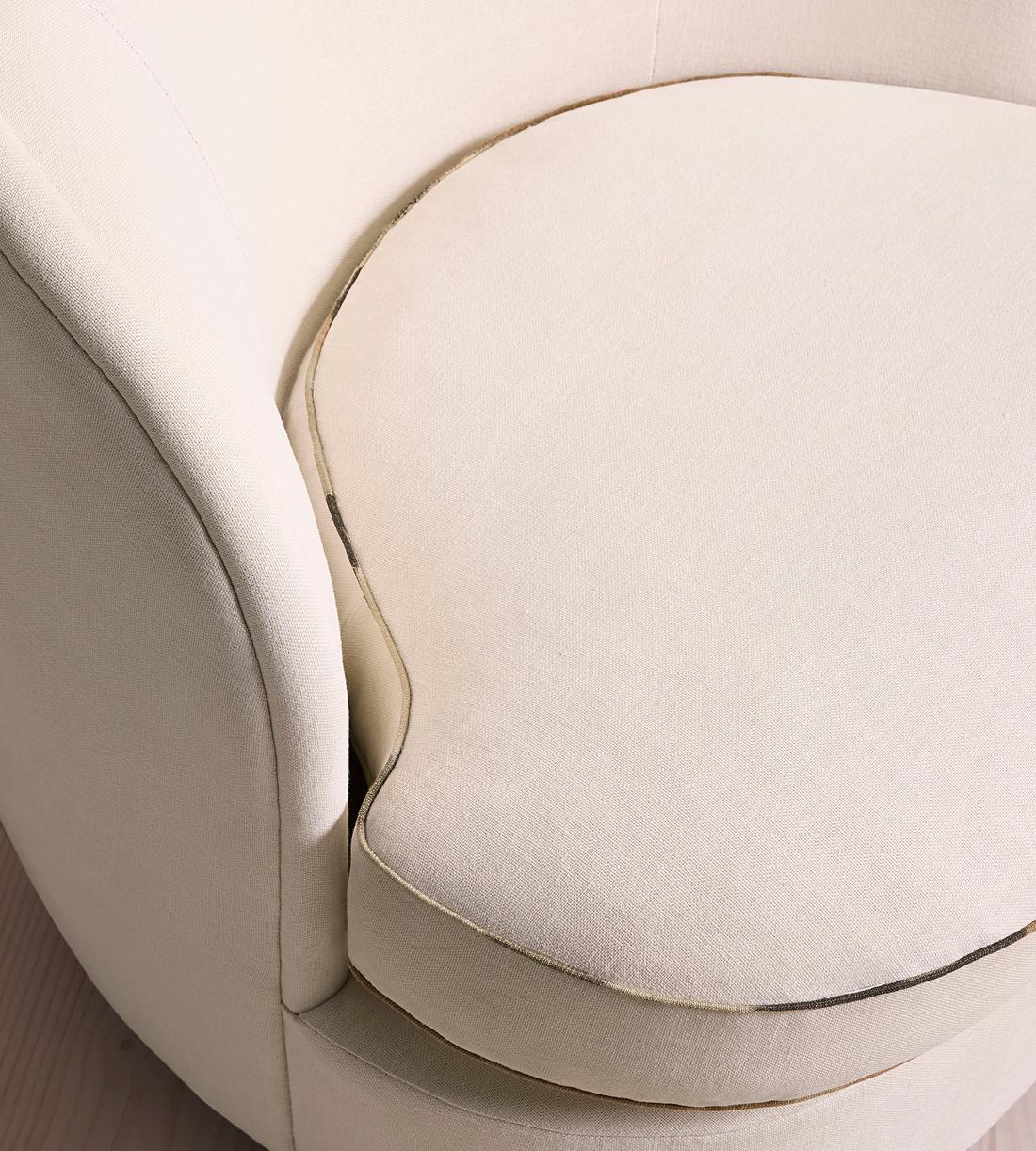 Blair Tub Armchair - Natural Linen - Floral Ikat Trim - US - Images - Image 5