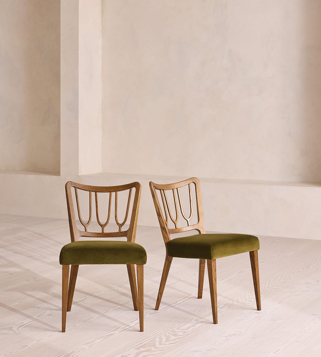 Leonie - Pair of Armless Dining Chair - Velvet - Olive - Listing - Image 1