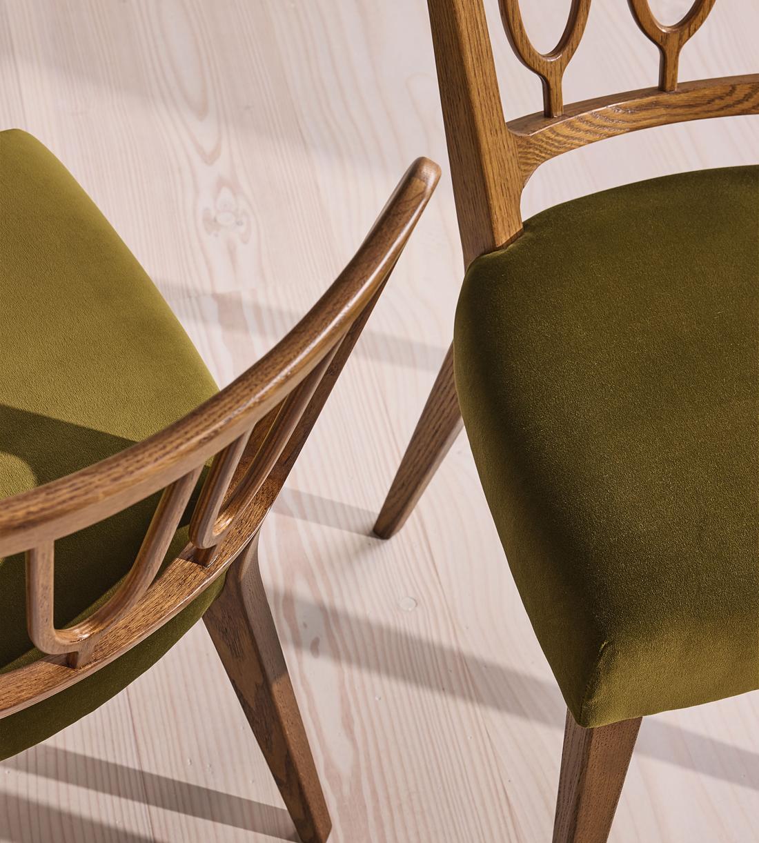 Pair of Leonie Armless Dining Chairs - Velvet - Olive - Images - Image 5