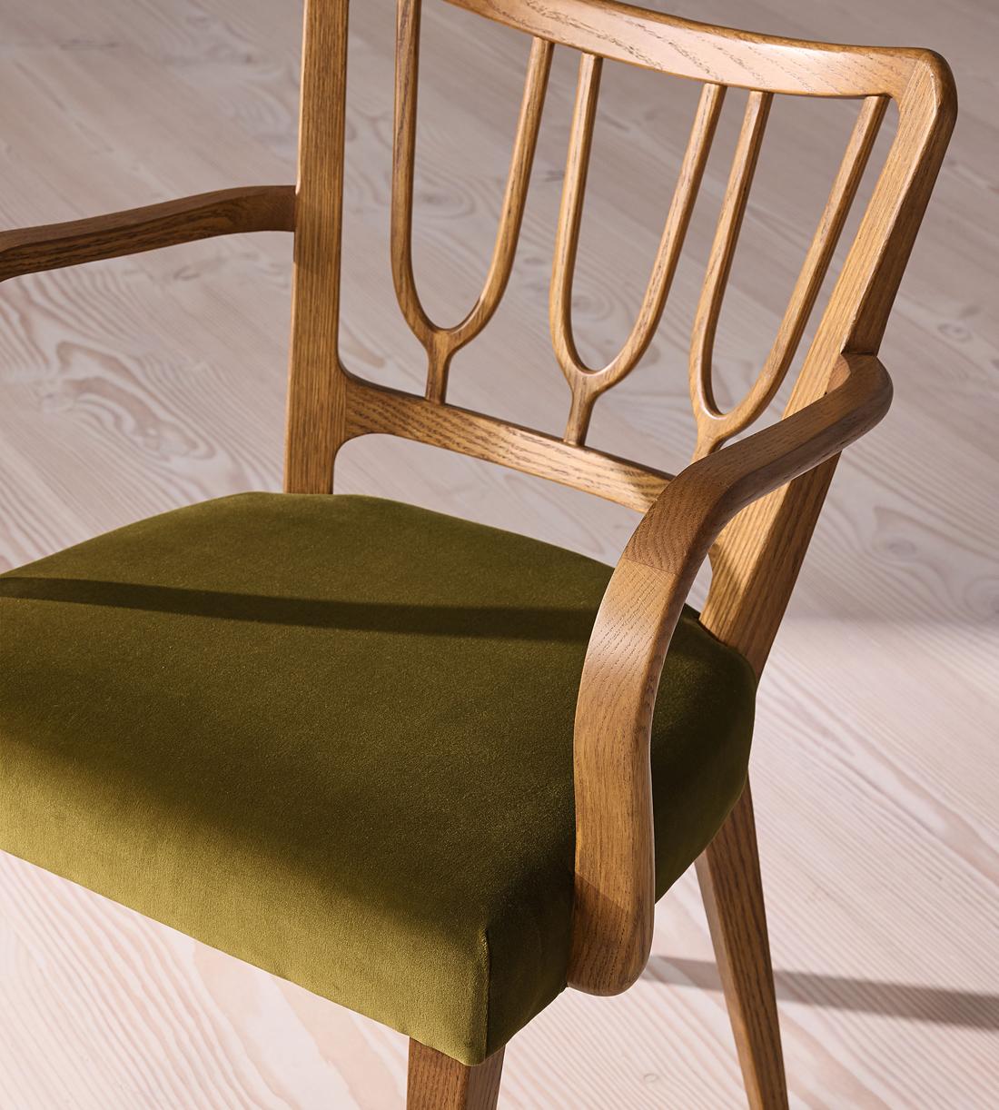Leonie Armed Dining Chair - Velvet - Olive - Images - Image 5
