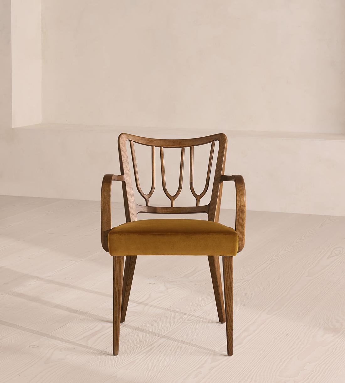 Leonie Armed Dining Chair - Velvet - Mustard - UK - Listing - Image 2