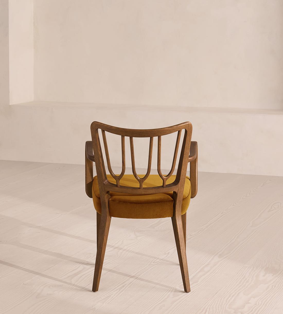 Leonie Armed Dining Chair - Velvet - Mustard - UK - Images - Image 4