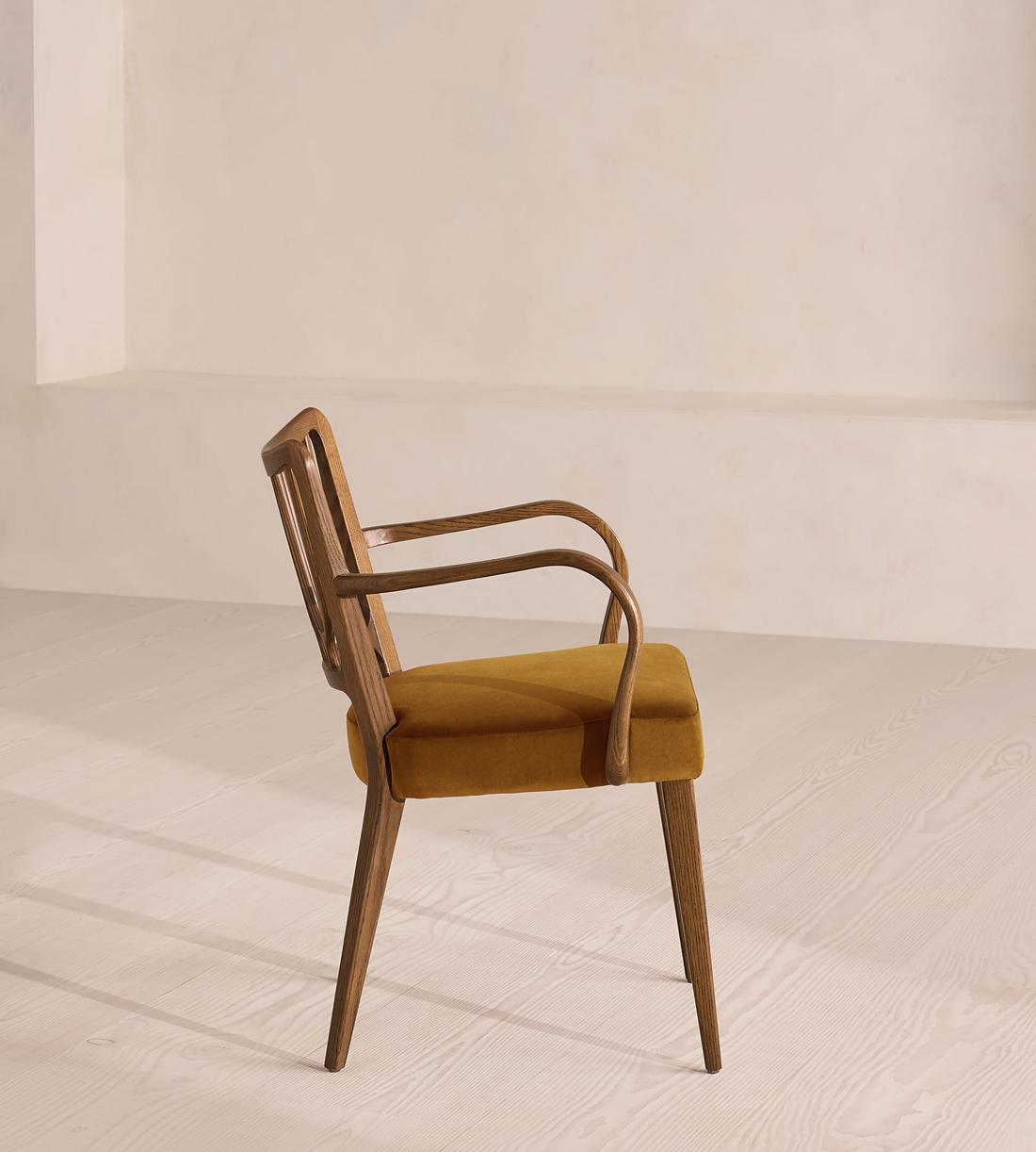 Leonie Armed Dining Chair - Velvet - Mustard - US - Images - Image 3