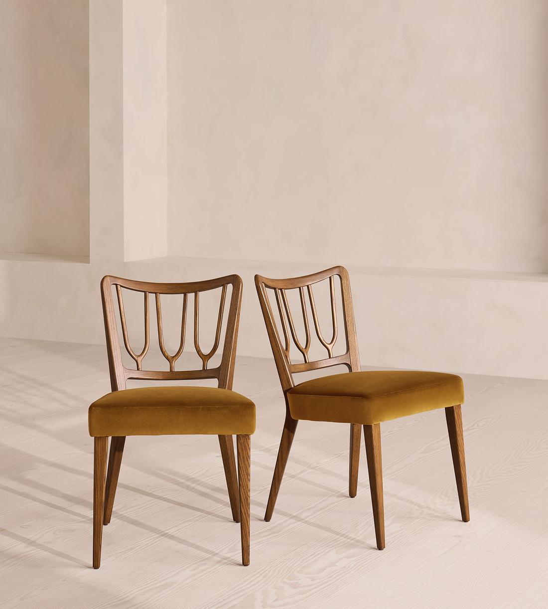 Pair of Leonie Armless Dining Chairs - Velvet - Mustard UK - Listing - Image 1