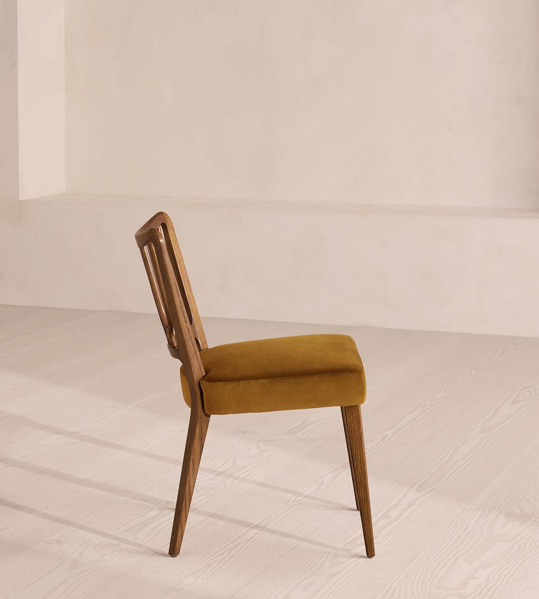 Pair of Leonie Armless Dining Chairs - Velvet - Mustard US - Images - Image 3