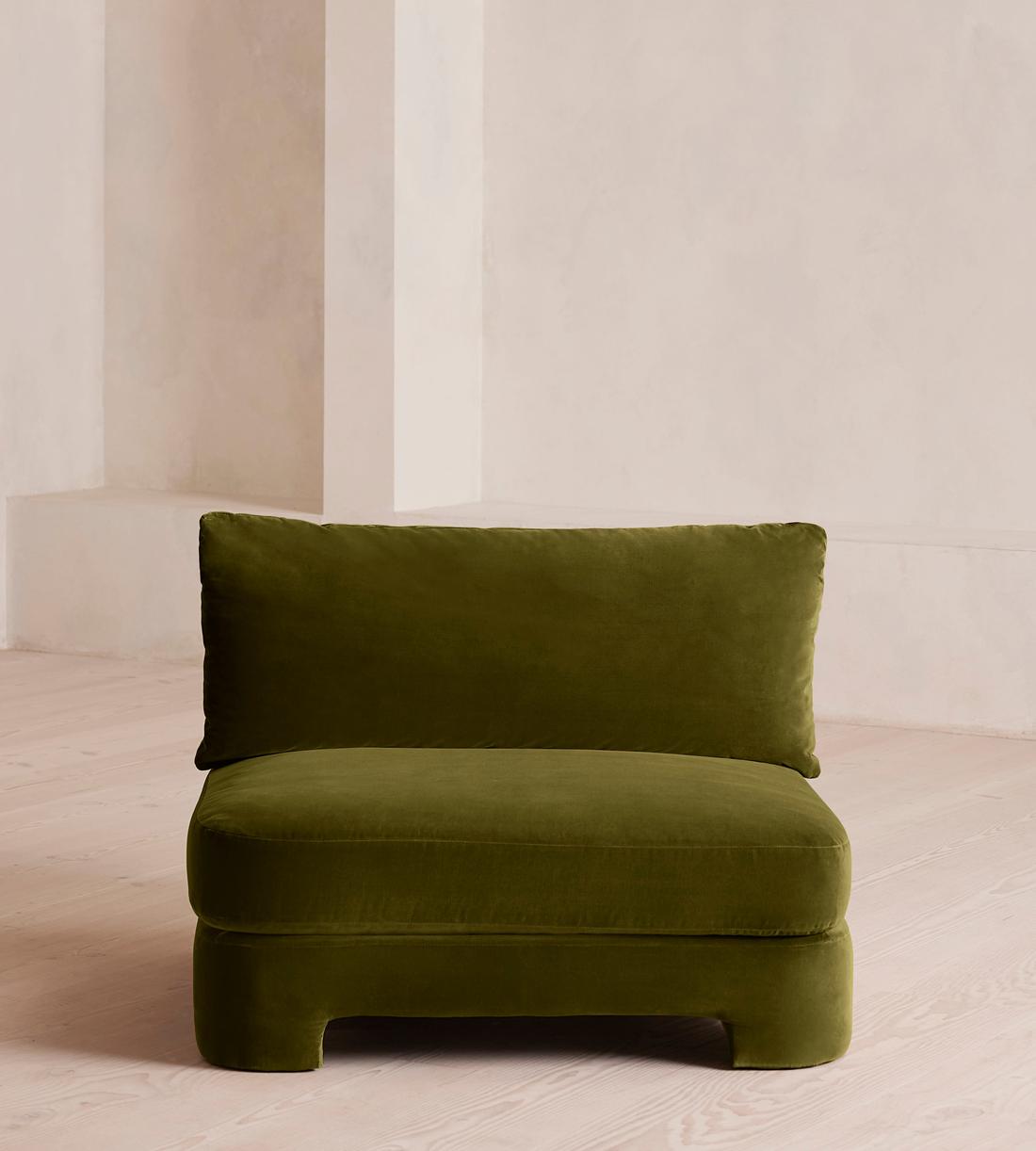 Odell Deeper Sit Sectional Sofa - Armless Module - Olive Velvet - US - Image 1