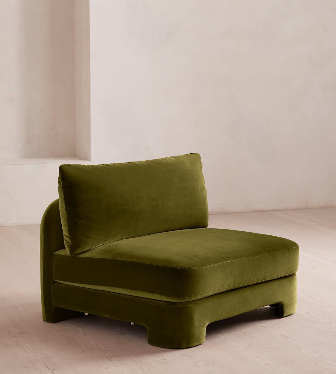 Odell Deeper Sit Sectional Sofa - Armless Module - Olive Velvet - US - Image 2