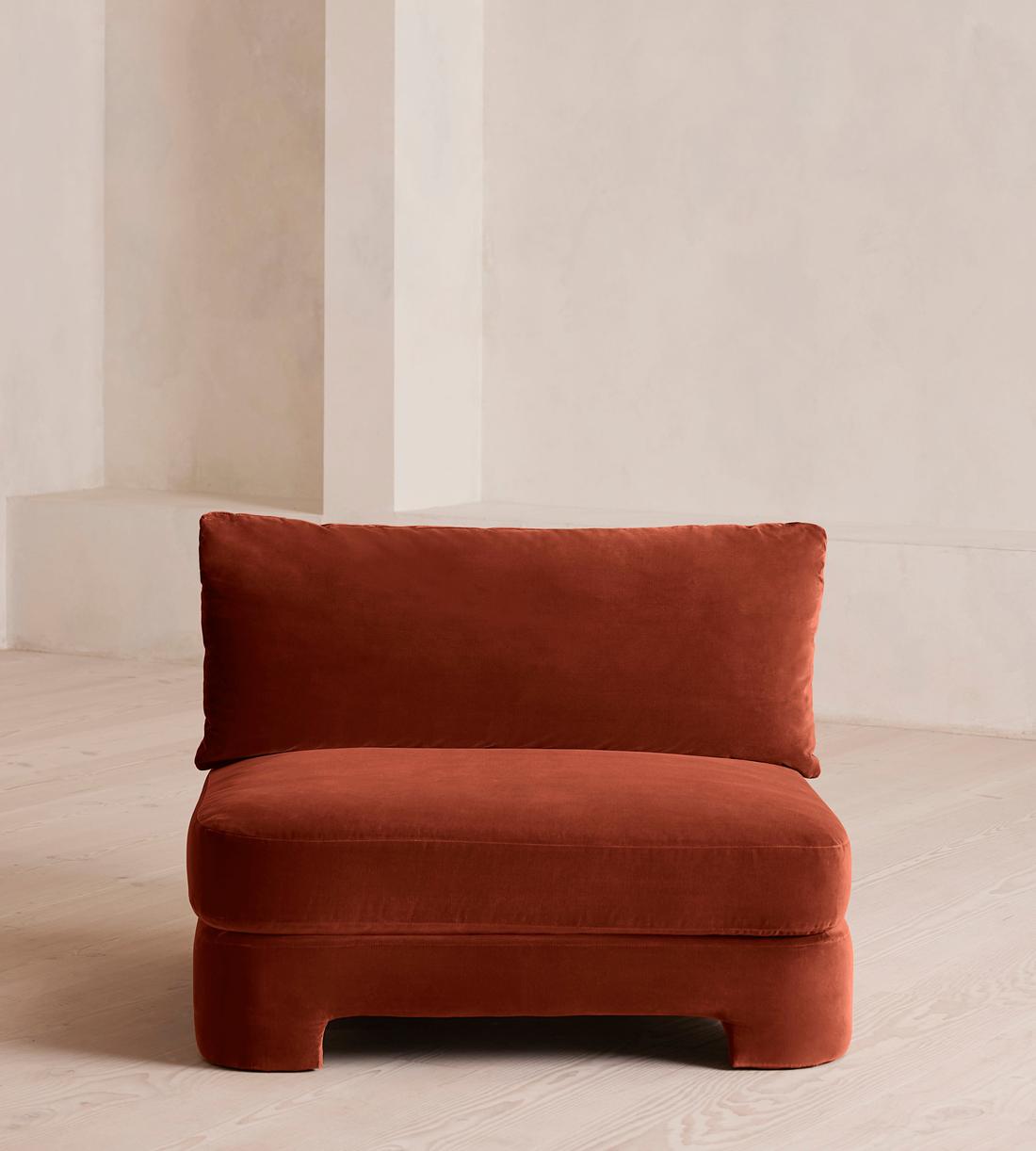 Odell Deeper Sit Modular Sofa - Armless Module - Velvet Rust - Image 1