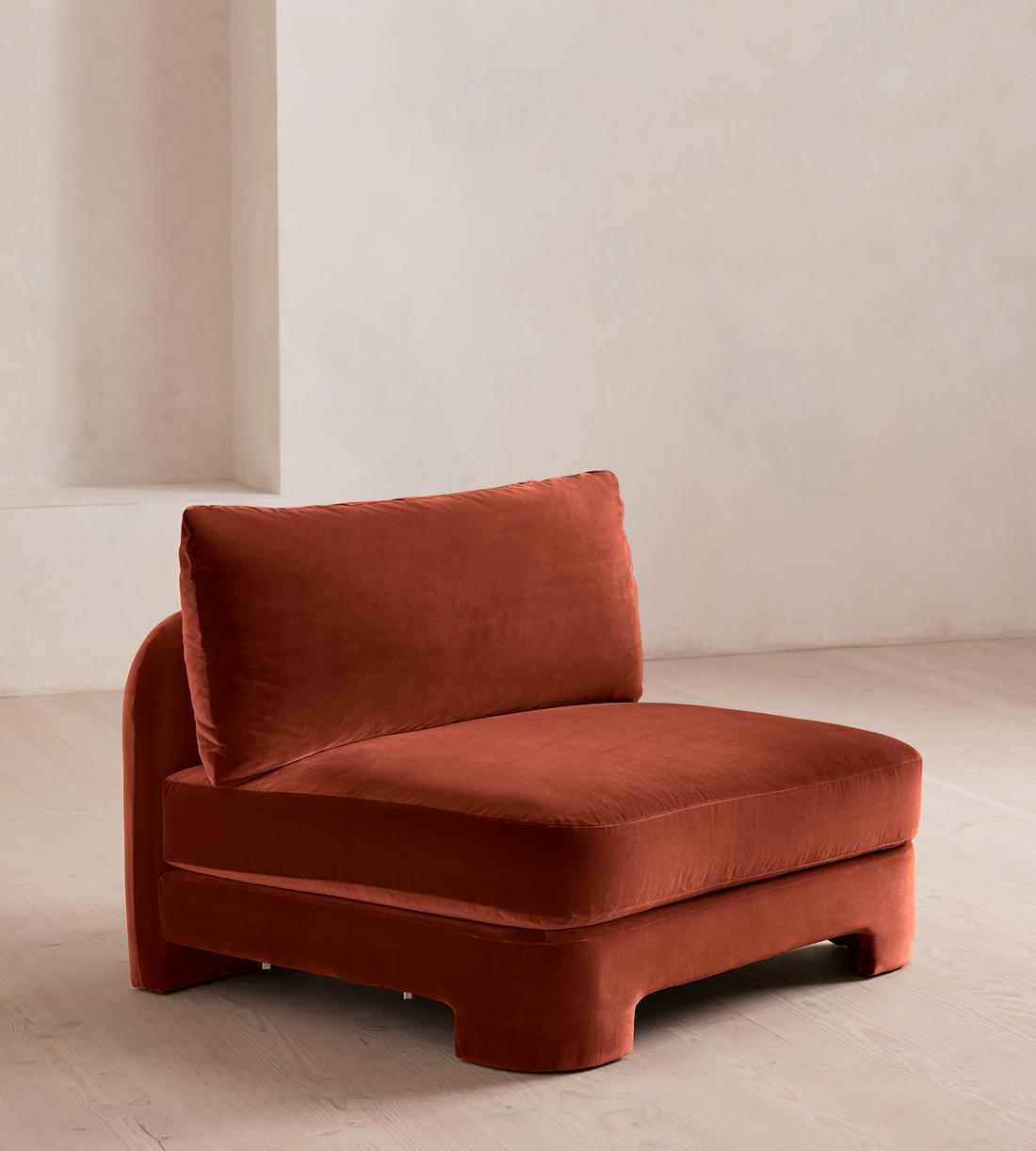 Odell Deeper Sit Modular Sofa - Armless Module - Velvet Rust - Image 2