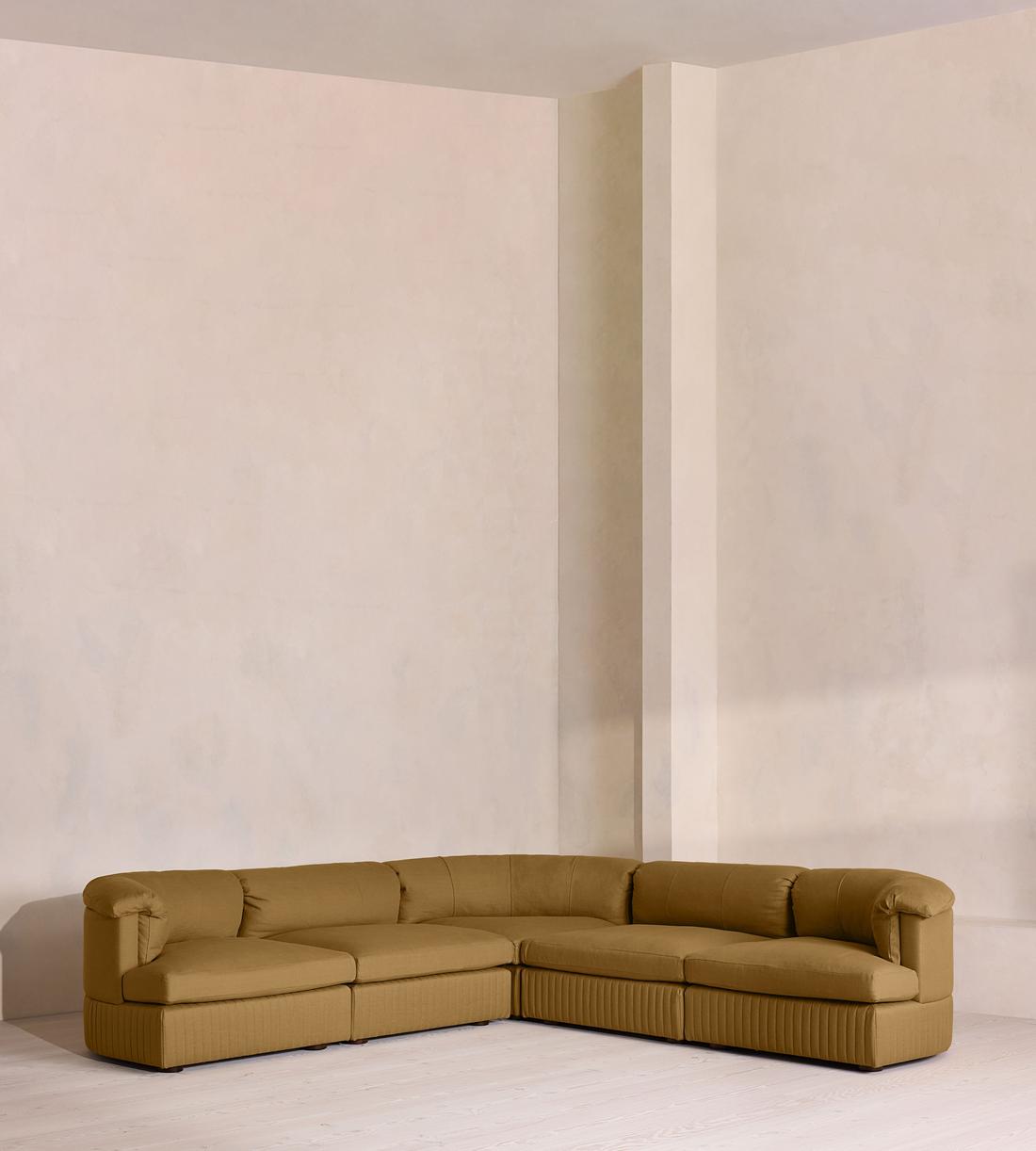 Oona Sectional Sofa - Corner Sofa - Linen - Ochre - US - Listing - Image 1