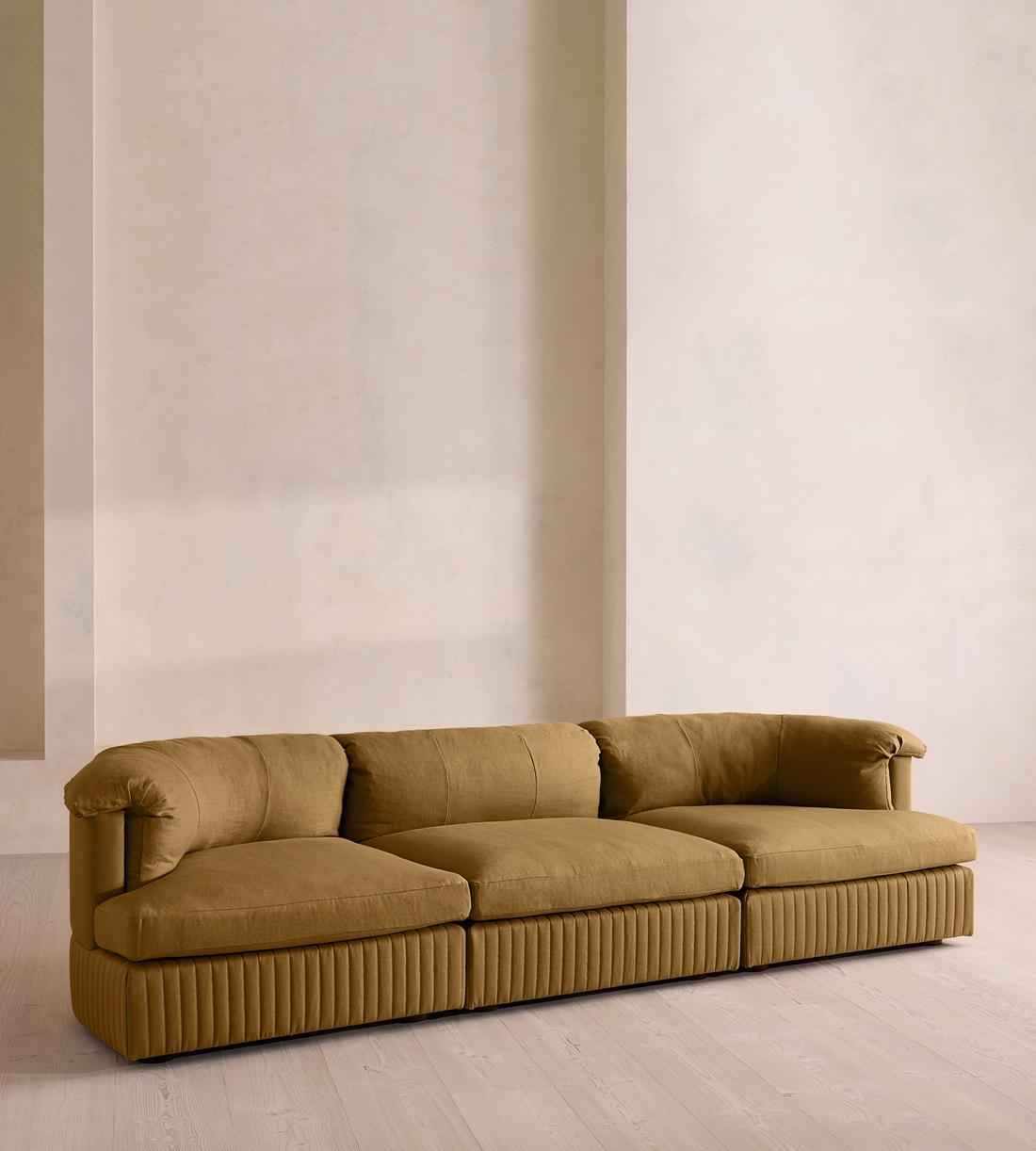 Oona Sectional Sofa - Four Seater - Linen - Ochre - US - Listing - Image 2