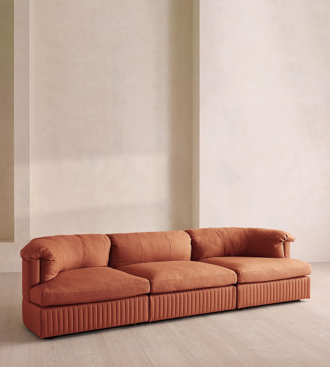 Oona Modular Sofa - Four Seater - Linen - Antique Rose - UK - Listing - Image 2