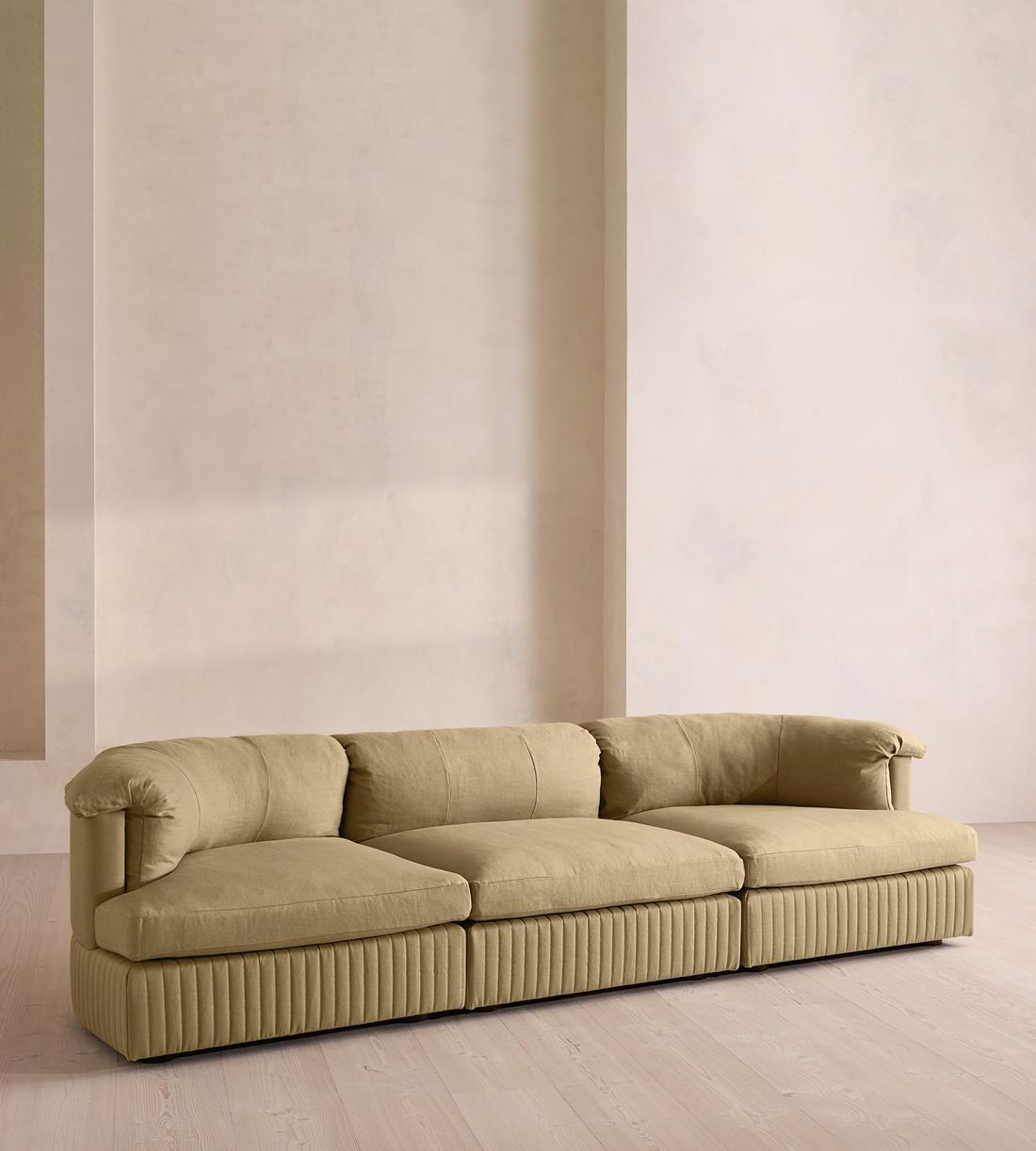 Oona Sectional Sofa - Four Seater - Linen - Wheat - US - Listing - Image 2