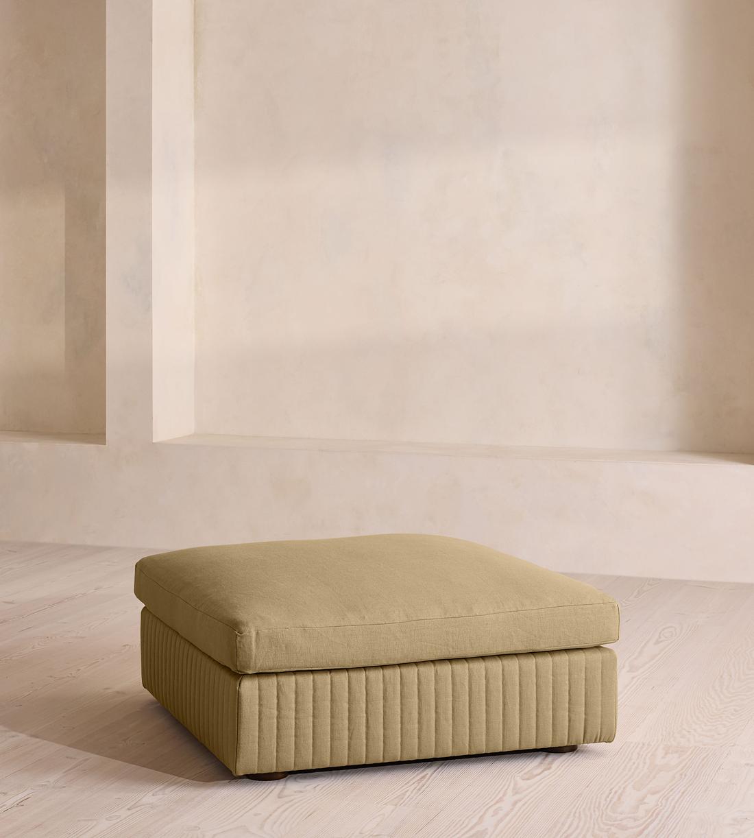 Oona Ottoman - Linen - Wheat - US - Listing - Image 1