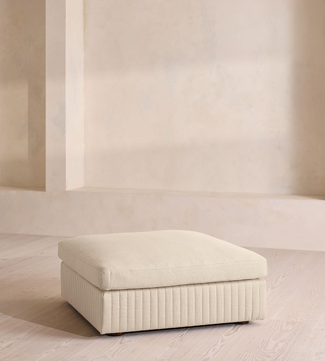 Oona Ottoman - Linen - Bisque - UK - Listing - Image 1