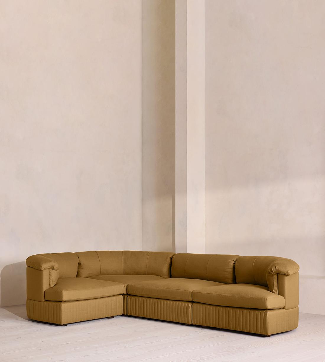 Oona Sectional Sofa - L-Shape Sofa - Linen - Ochre - US - Listing - Image 1