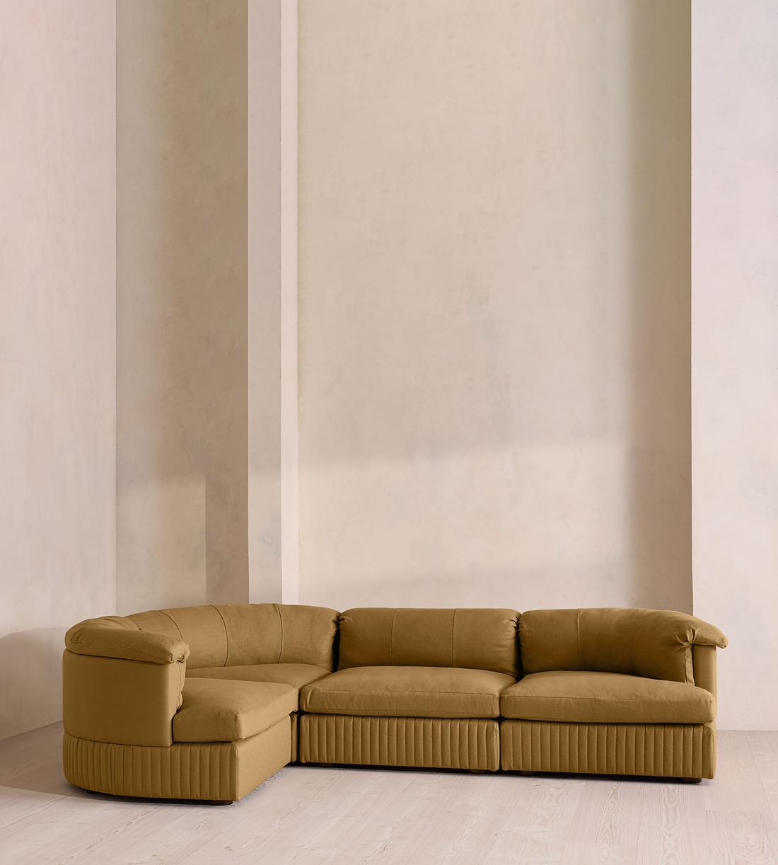 Oona Sectional Sofa - L-Shape Sofa - Linen - Ochre - US - Listing - Image 2