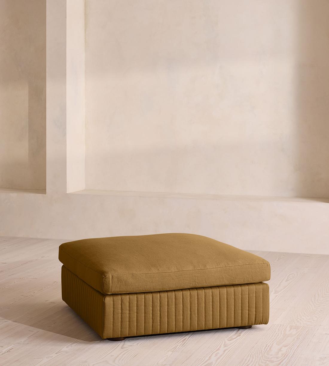 Oona Ottoman - Linen - Ochre - UK - Listing - Image 1