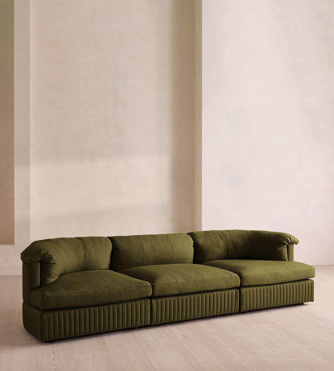 Oona Sectional Sofa - Four Seater - Linen - Olive - US - Listing - Image 2
