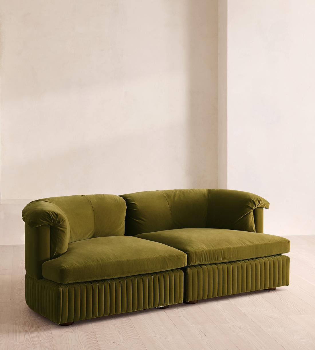 Oona Sectional Sofa - Three Seater - Velvet Olive - US - Listing - Image 2