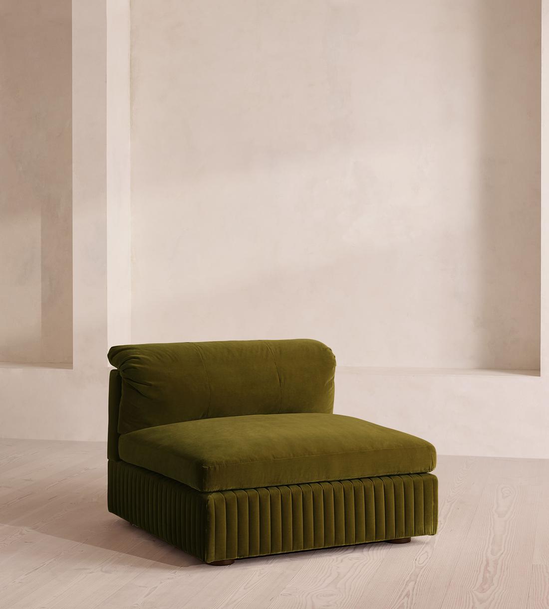 Oona Modular Sofa - Armless Module - Olive Velvet - UK - Image 2